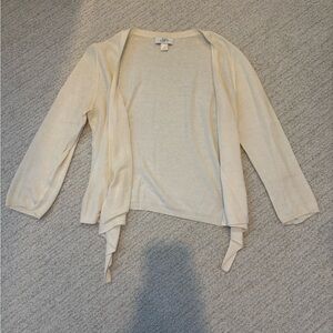 Ann Taylor LOFT Light Cream Draped Cardigan Sweater